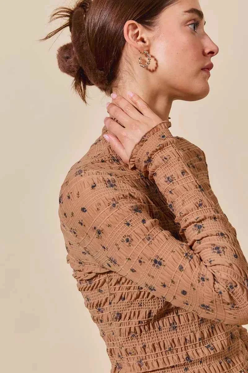 SO ME Floral Print Textured Long Sleeve Knit Top dbb75b0508a543269fc57fe3f0491403-Max-Origin