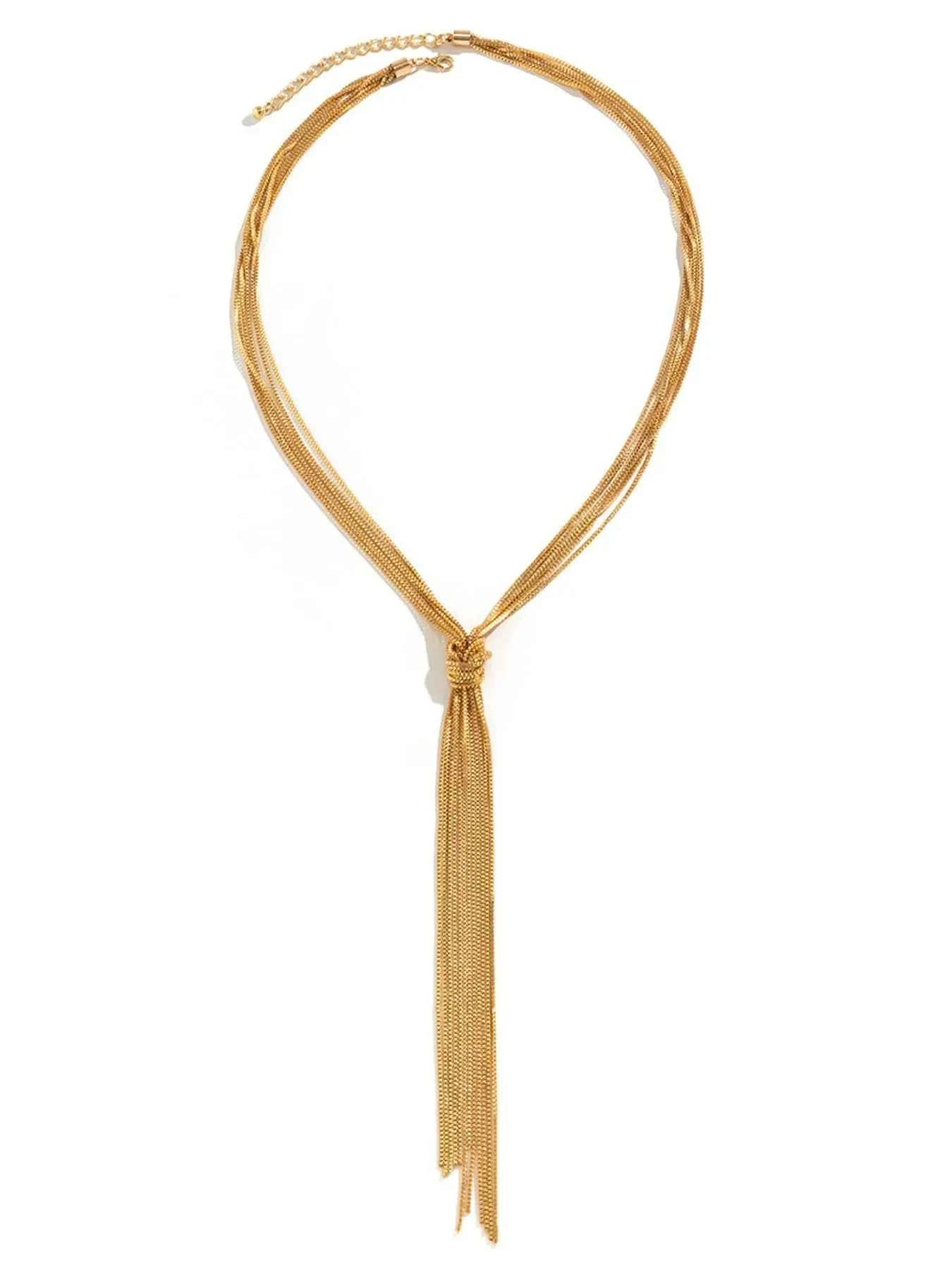 Twisted Knot ChainTassel Necklace dbbbe5a2-40bd-48fd-9092-8613d6ee337c-Max-Origin