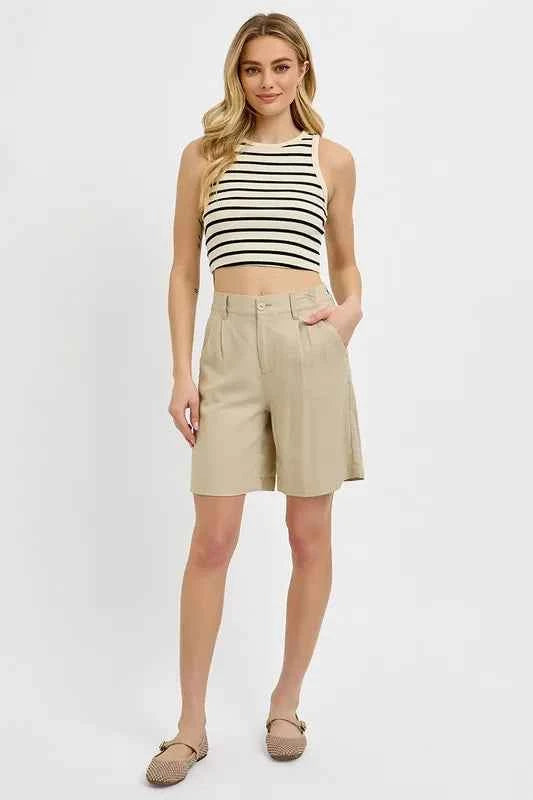 High Rise Pleated Front Shorts dbbe44cf-d851-4052-b13e-3c134505b6b2-Max