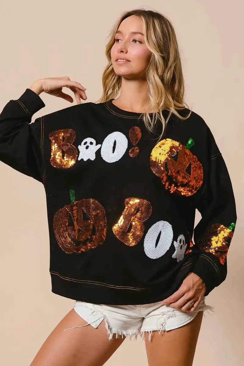 BiBi Halloween Theme Sequin Embroideries Sweatshirt dbc741e936674fbdbd1bf8d40ed92de2-Max-Origin