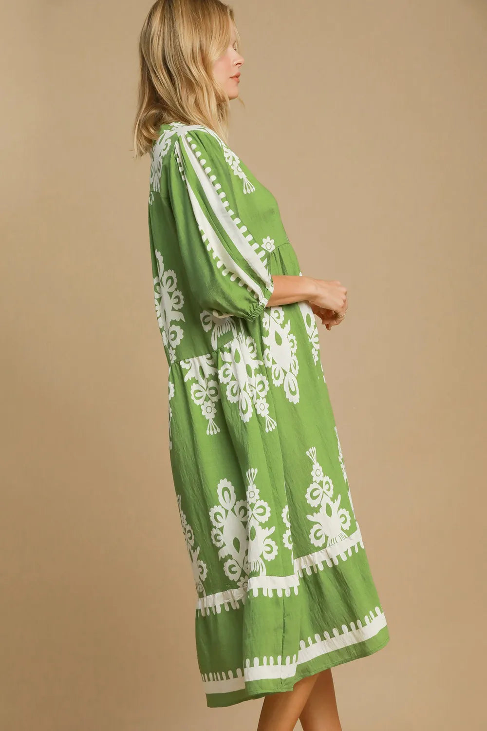 Umgee Printed Notched Midi Dress dbcf3c4b-166b-46a3-a6ca-f58e5cb57ef0-Max