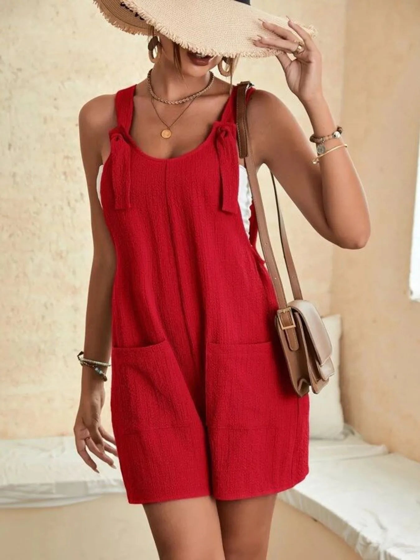 Full Size Knot Strap Romper with Pockets Plus Size dbd169fd421e45de81b887998b9abfd4-Max-Origin