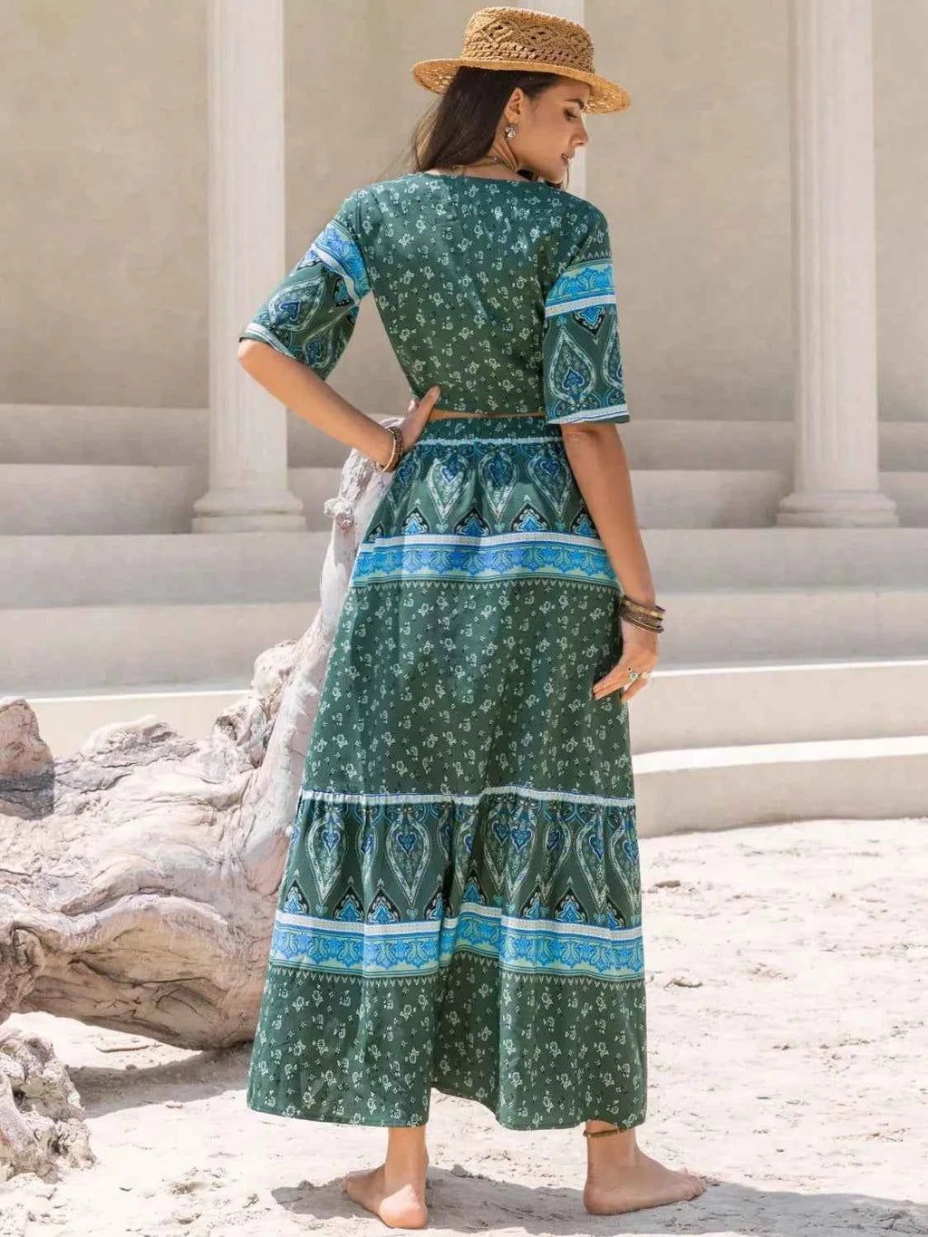 Tie Front Half Sleeve Top and Skirt Set dbd2ac6c-82cd-4924-abf6-6bd87766ce39-Max-Origin