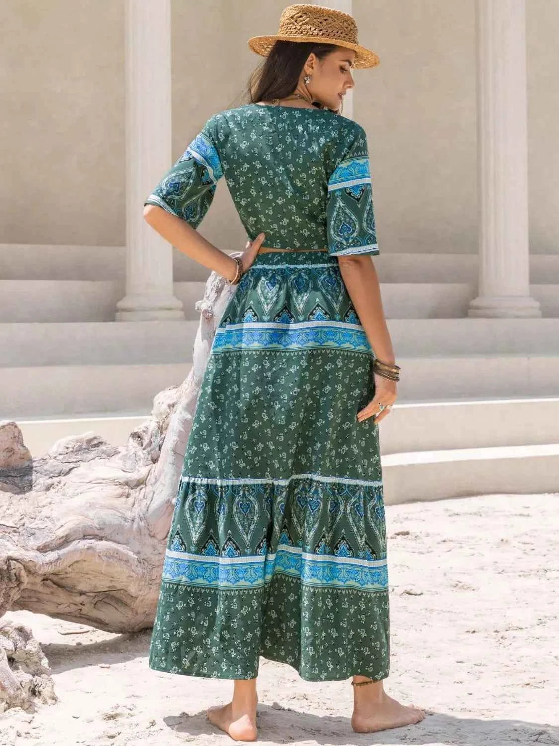 Tie Front Half Sleeve Top and Skirt Set dbd2ac6c-82cd-4924-abf6-6bd87766ce39-Max-Origin