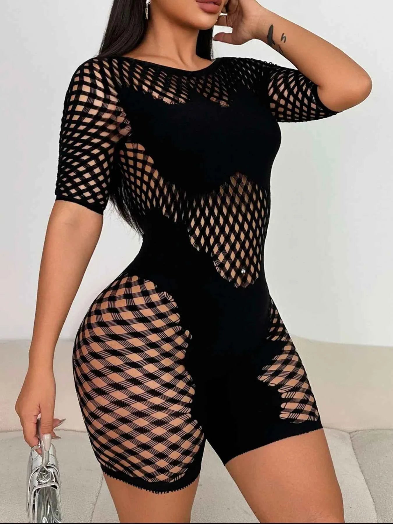 Fishnet Mesh Bodycon Romper dbdb4922-2626-4554-b2d9-7e2d5c499709-Max-Origin