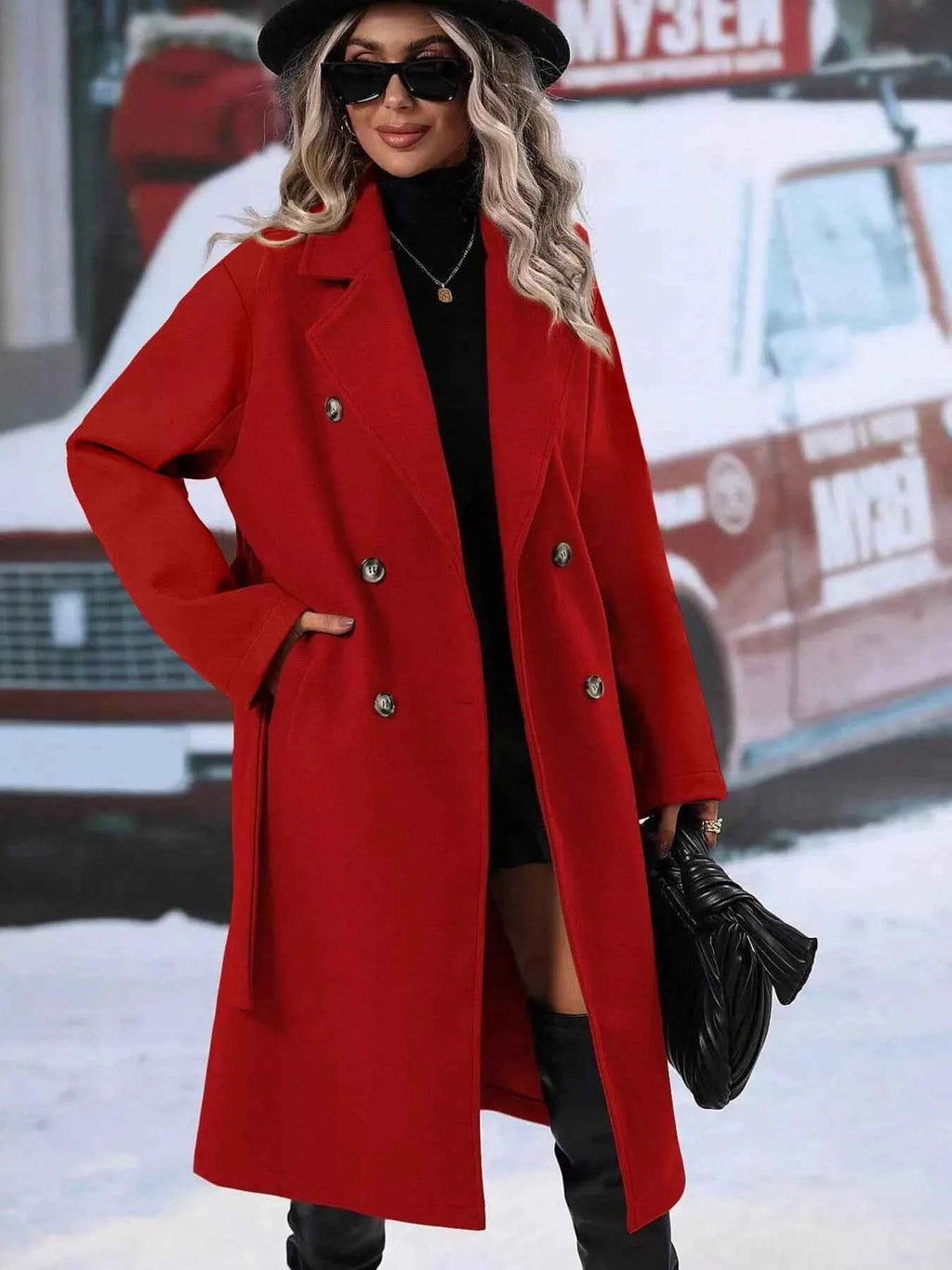 Double-Breasted Lapel Collar Overcoat Red dbebf5096a624174a901a067d19c1821-Max-Origin