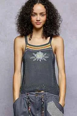 POL Embroidered Floral Square Neck Knit Cami dbee027c-d595-417c-85d7-e87b6dc47755-Max-Origin