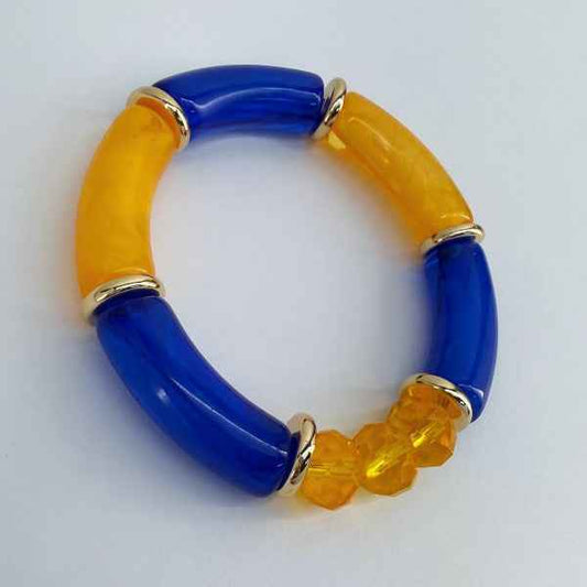 Two Tone Stretchy Bracelet With Beads dbf333e9-4699-4eb1-9f4b-ac664141a4b8