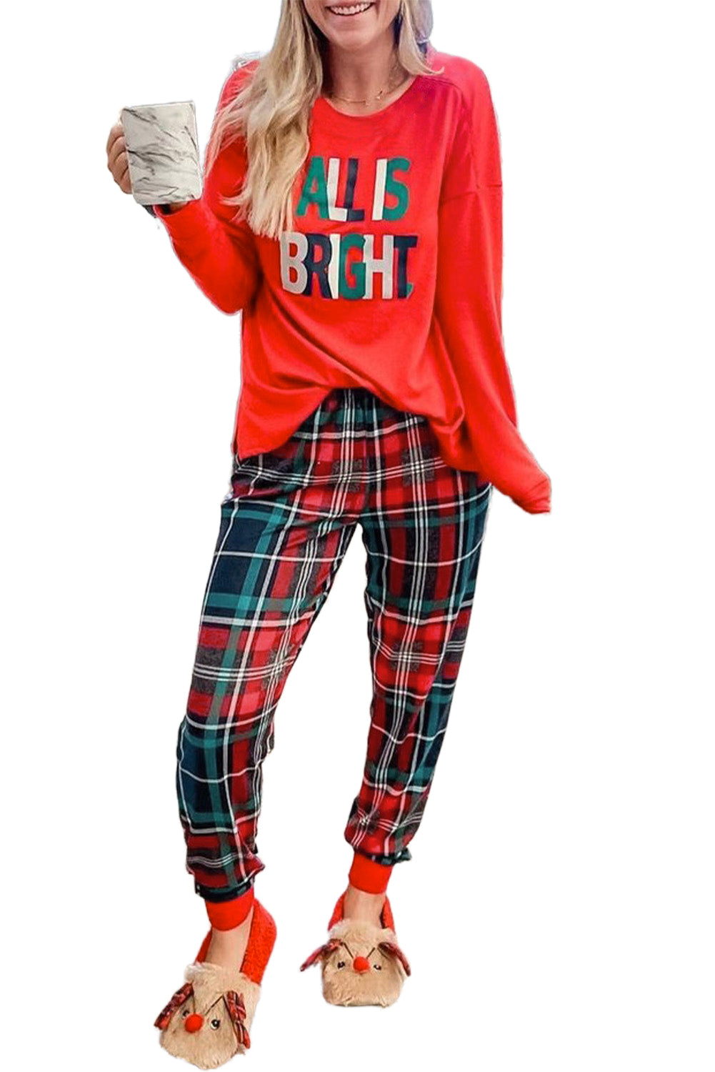 Multicolor ALL IS BRIGHT Christmas Plaid Pajama Set dbf574445a870572