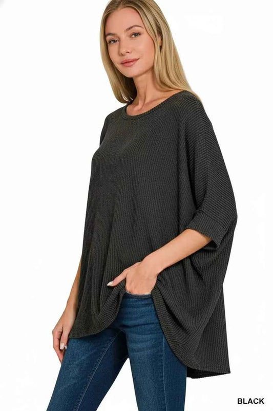 Raised Rib Bat Sleeve Top dbfc0dc0-50d8-43b8-af2c-fdd59372d98c-Max-Origin