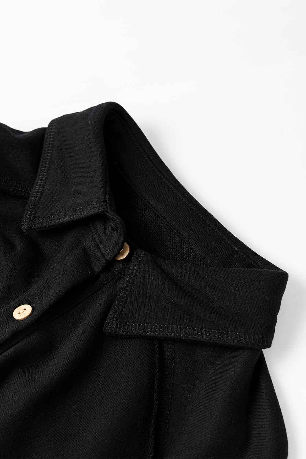 Black Waffle Knit Patchwork Exposed Seam Loose Shacket dc03f9acdd9a25c8