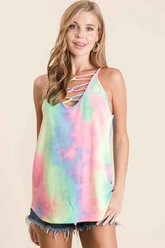 BiBi Tie Dye Terry Caged Neck Knit Camisole dc04fdfdeb8e4ffeac2ce77f8f4873d6-Max-Origin