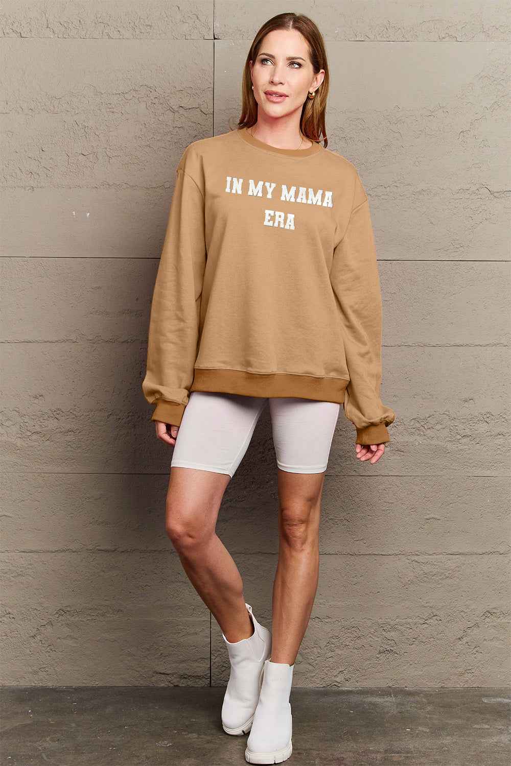 Simply Love Full Size IN MY MAMA EAR Graphic Sweatshirt dc0a4066d1b349aabc086a734910ff17-Max