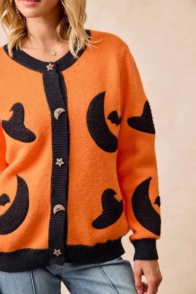 BiBi Halloween Witch Hat Moon Bat Artwork Cardigan dc0beaa3e35e41ab9d475eb563b7a513-Max-Origin