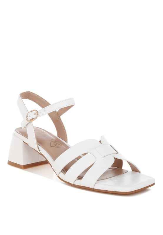Eliska Strappy Square Toe Block Heels White dc1616d0-27c4-474b-b382-888e31244b7e