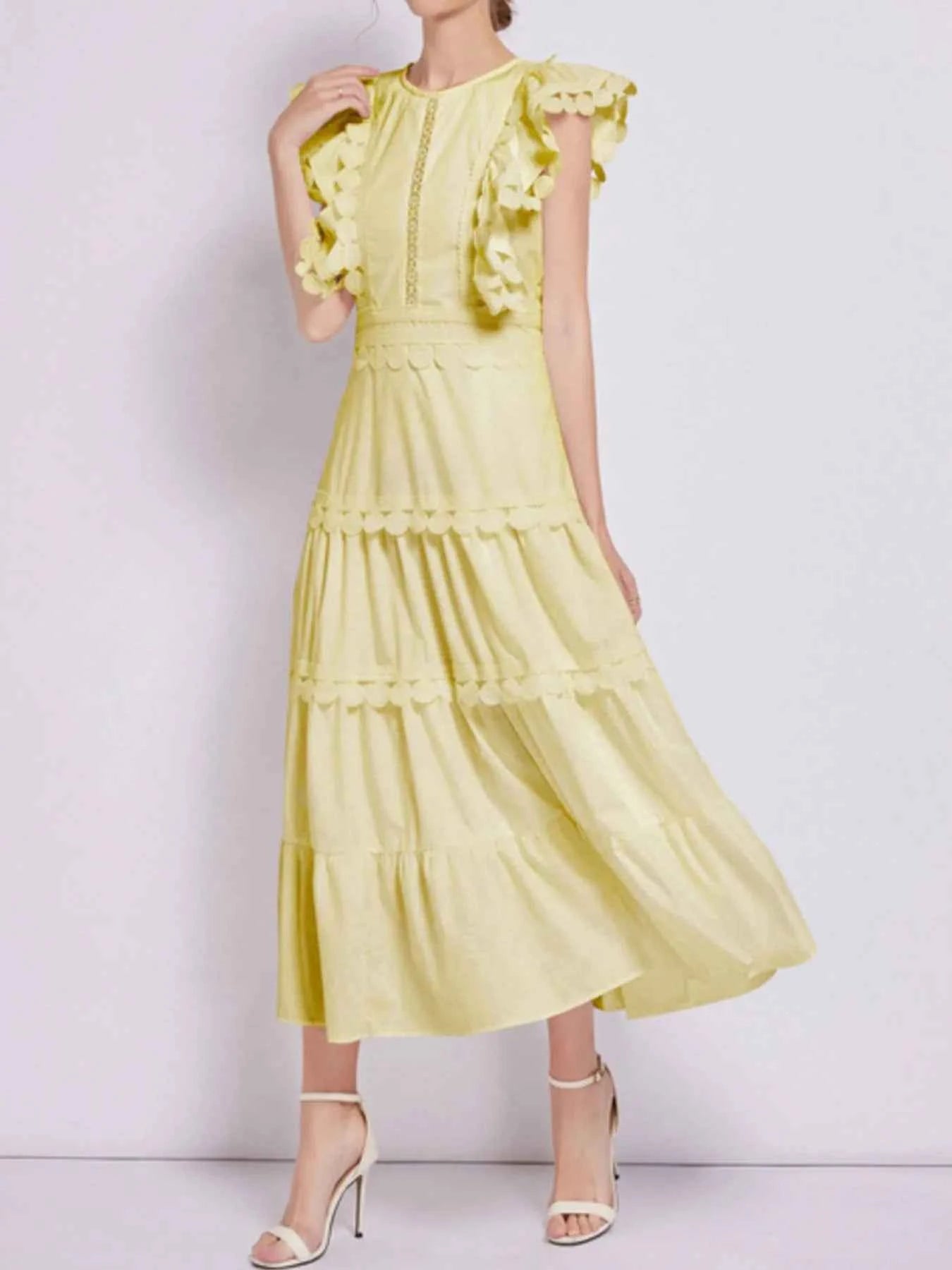 Sleeveless Ruffled Tiered Dress with Embroidered Trim dc242e72-1755-437e-b381-16891bce9b05-Max-Origin