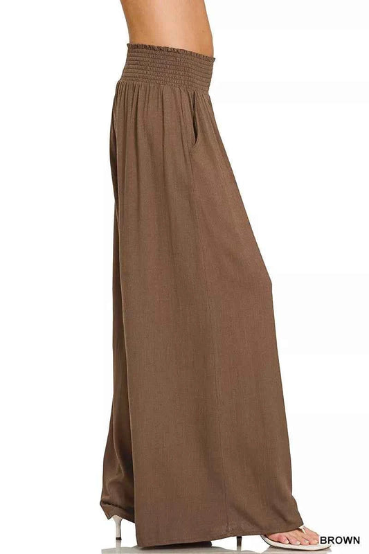 Zenana Smocked Waistband Wide Leg Lounge Pants dc27015e0c82445bb22745ddfbc7ed82-Max-Origin