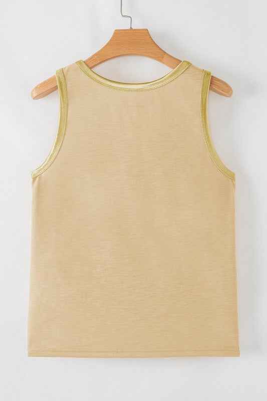 Metallic Contrast Trim Scoop Neck Tank Top dc294467-017b-45d0-b7ed-fbdd3e1732c7