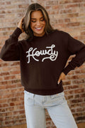Chicory Coffee Howdy Embroidered Graphic Western Sweater Chicory Coffee 55%Acrylic+45%Cotton dc3b1b01eaf1daea