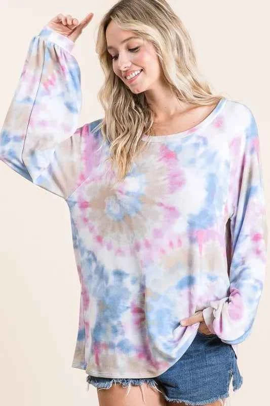 Tie Dye Print Terry Top With Puff Sleeves dc53ef98015140c6b2d3df2dcdc04686-Max-Origin