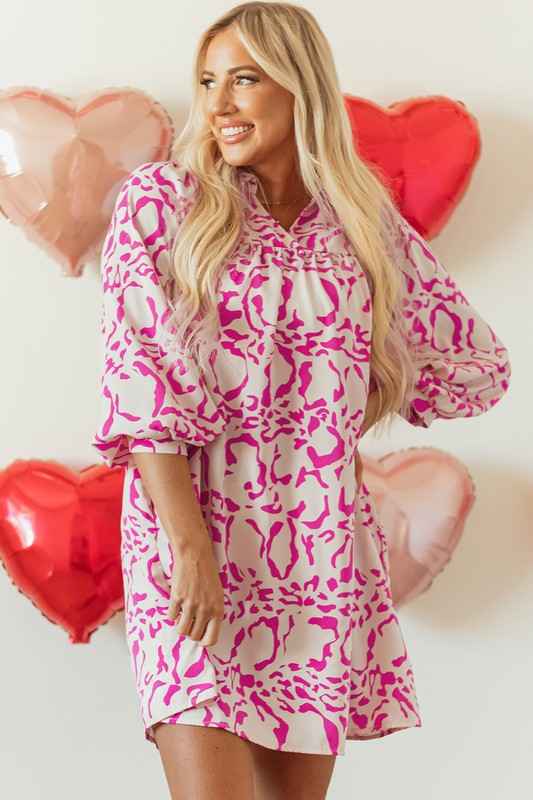 Pink Leopard Print Loose Fit Babydoll Mini Dress dc5a5c35-2576-432a-8446-7c7cf3451274