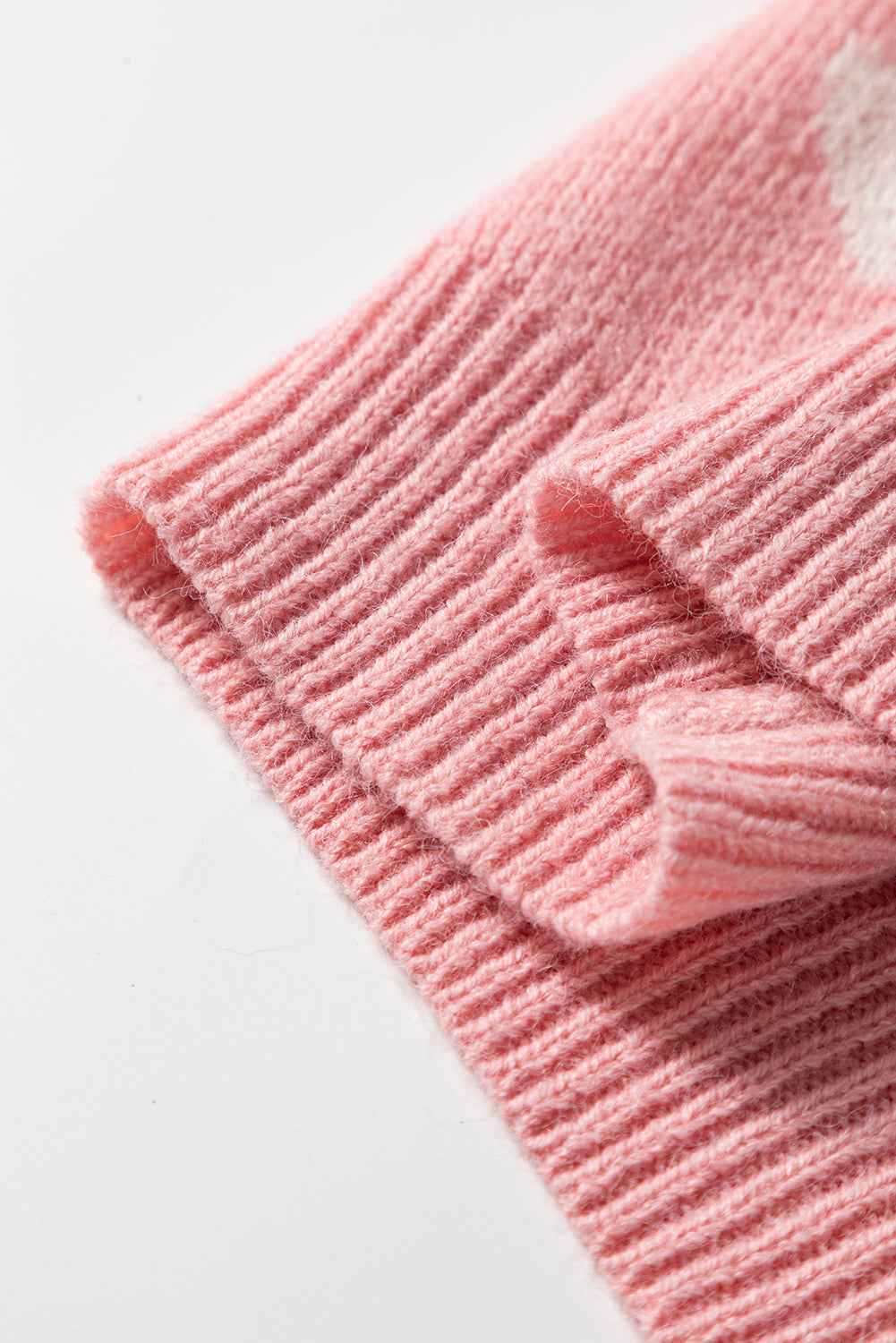 Light Pink Heart Pattern Button Front Cardigan Sweater dc63af91fe98e087