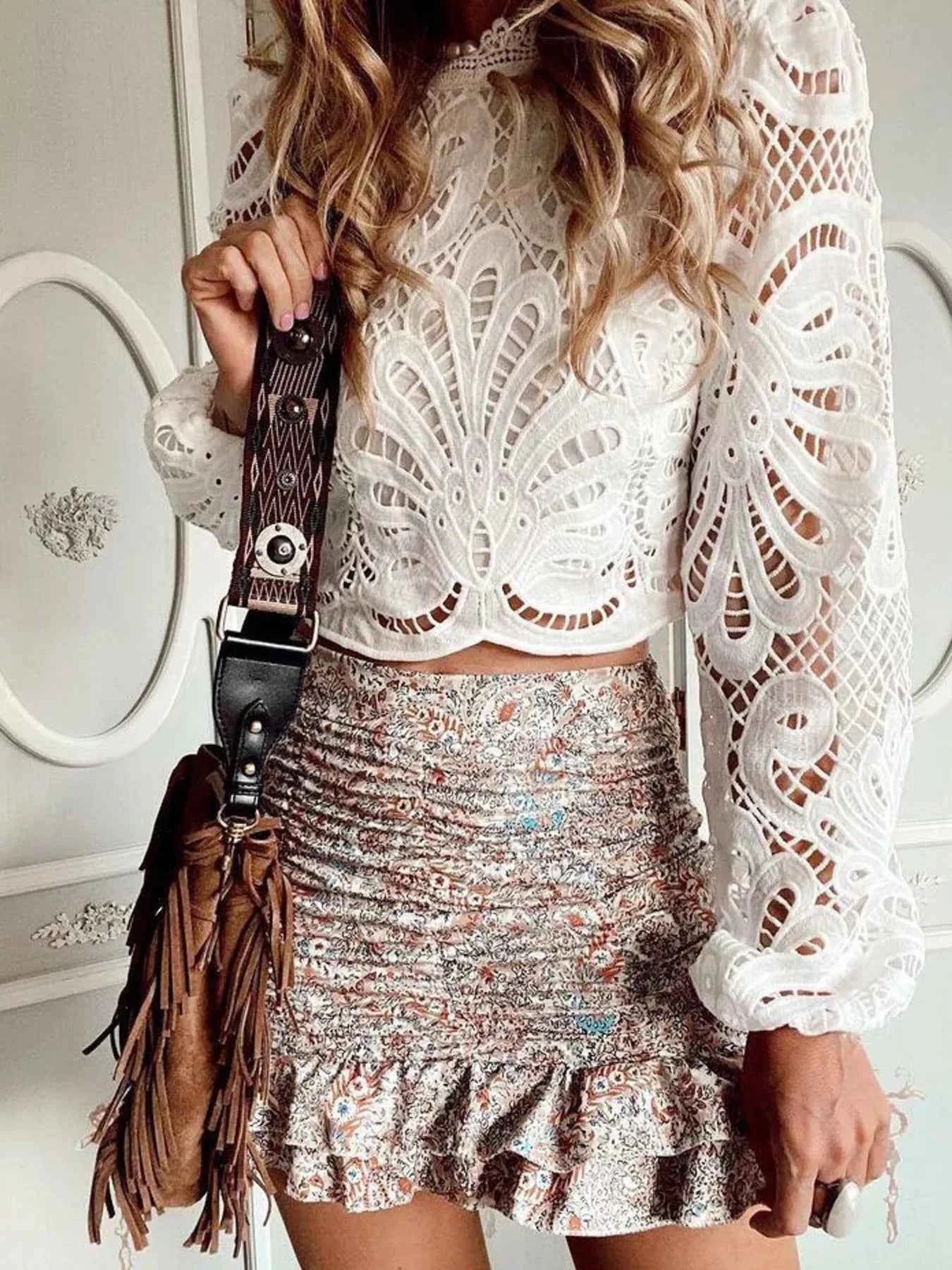 Lace Crochet Long Sleeve Blouse White dc64e884a8cd47a88c135ce09e7bdacf-Max-Origin