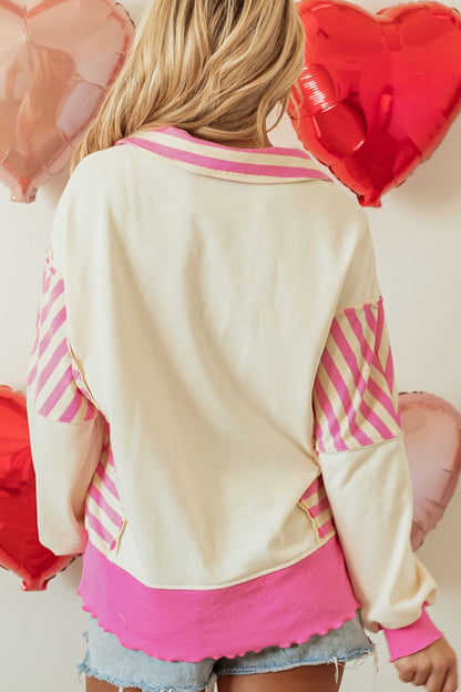 Valentine’s Day Sequin Heart Pattern Long Sleeve Sweatshirt