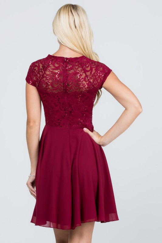 Women’s Lace Fit and Flare Dress – Short Sleeve Cocktail Party Dress dc6e02eb-dc18-4e39-b560-f5d2af891034_e5cc0562-0aef-4316-a726-2d893baa51c1