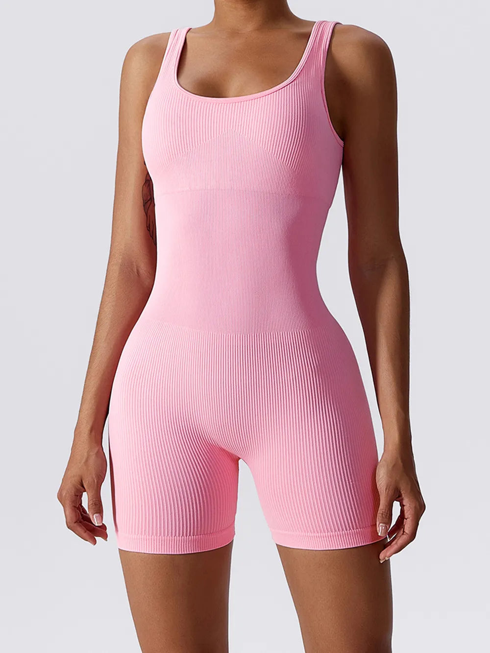 Basic Bae Ribbed Sleeveless Active Romper Blush Pink dc6fa985-1a59-4a10-894f-24ada05c0ca2-Max