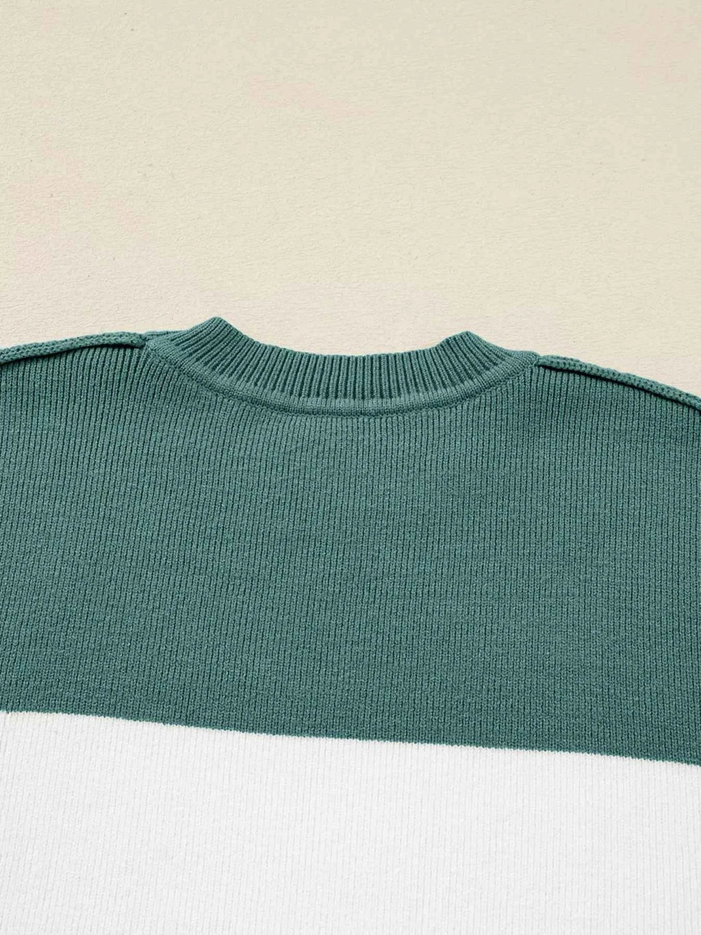 Color Block Plain Ribbed Knit Sweatshirt dc7690c9bd4f44f5a78dd9ea2e4cdda0-Max-Origin