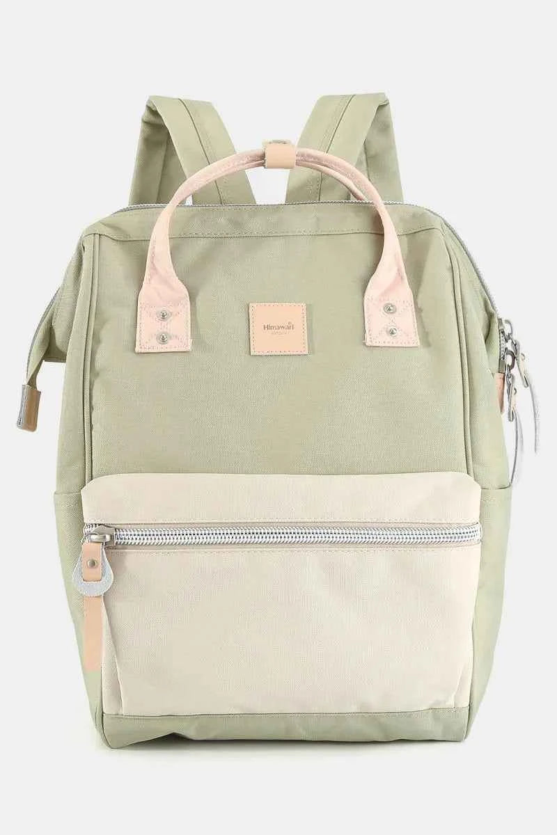Himawari Water Resistant Canvas Backpack Bag with Side Pockets Cream L.Green One Size dc8dcb64-2812-4279-82c2-b1a02cc76aab-Max