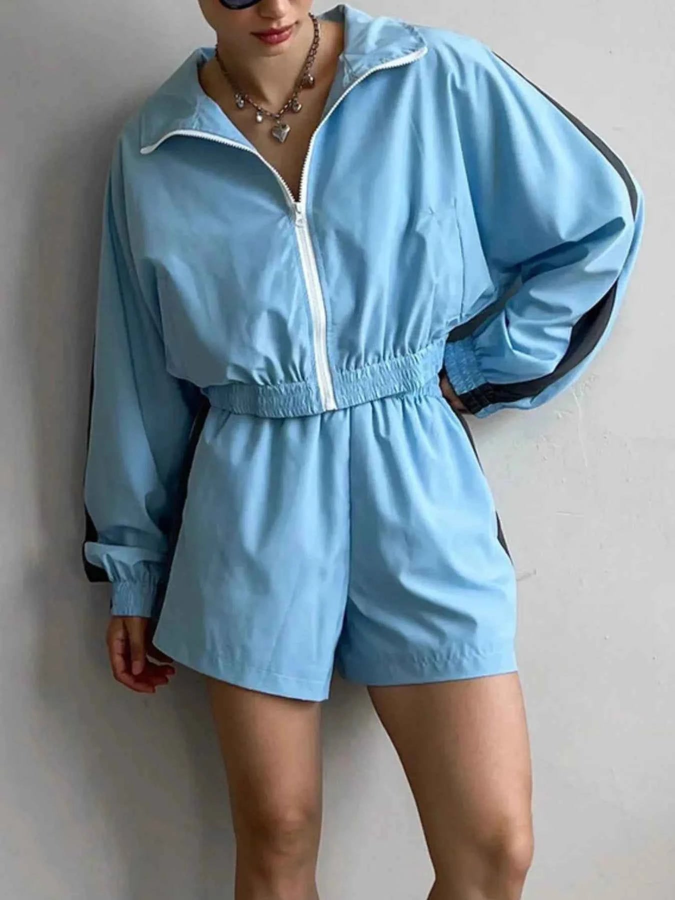 Zip Up Long Sleeve Jacket and Shorts Set dca4f9eb-e3a1-4b9f-8bc0-d80956446d97-Max-Origin
