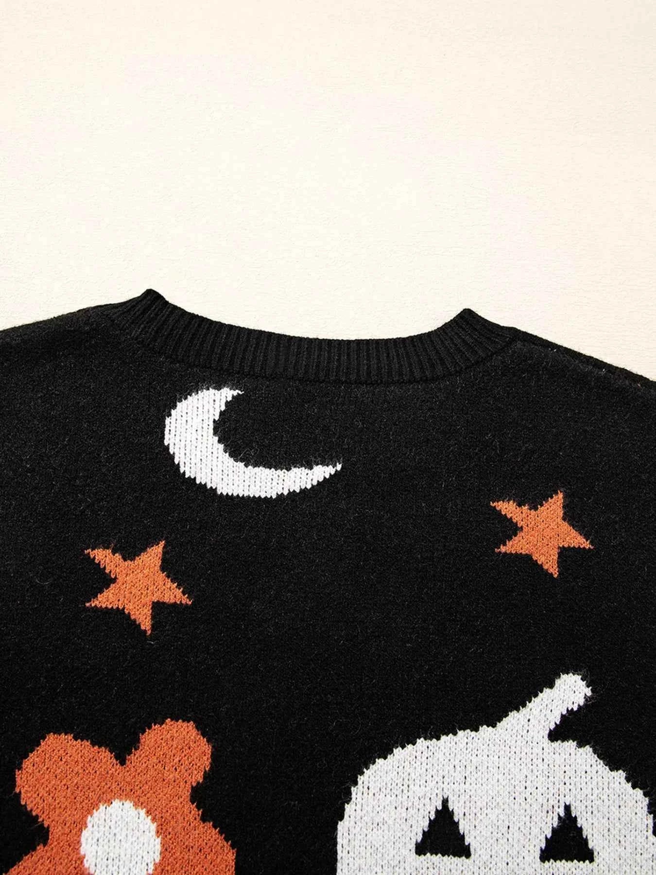 Halloween Gothic Pattern Long Sleeve Sweater dcad6af4a5a9485c8ca08e172d233999-Max-Origin