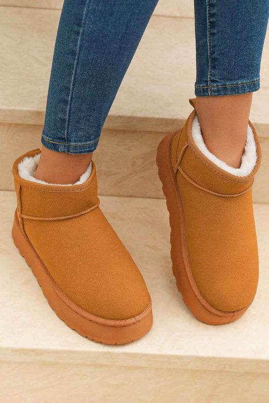 Chestnut Faux Fur Lined Suede Ankle Snow Boots dcb9d7b31fbd017e