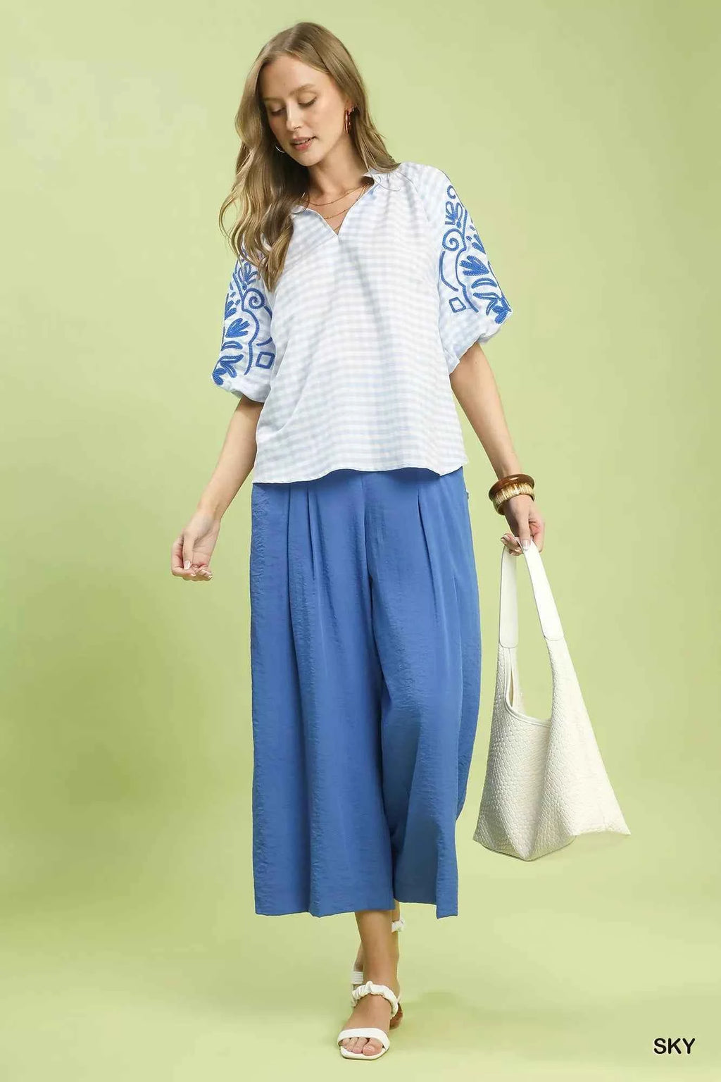 Umgee Gingham Embroidered Balloon Sleeve Top dcc13a14-d7f1-4418-9868-2e991dea0765-Max-Origin