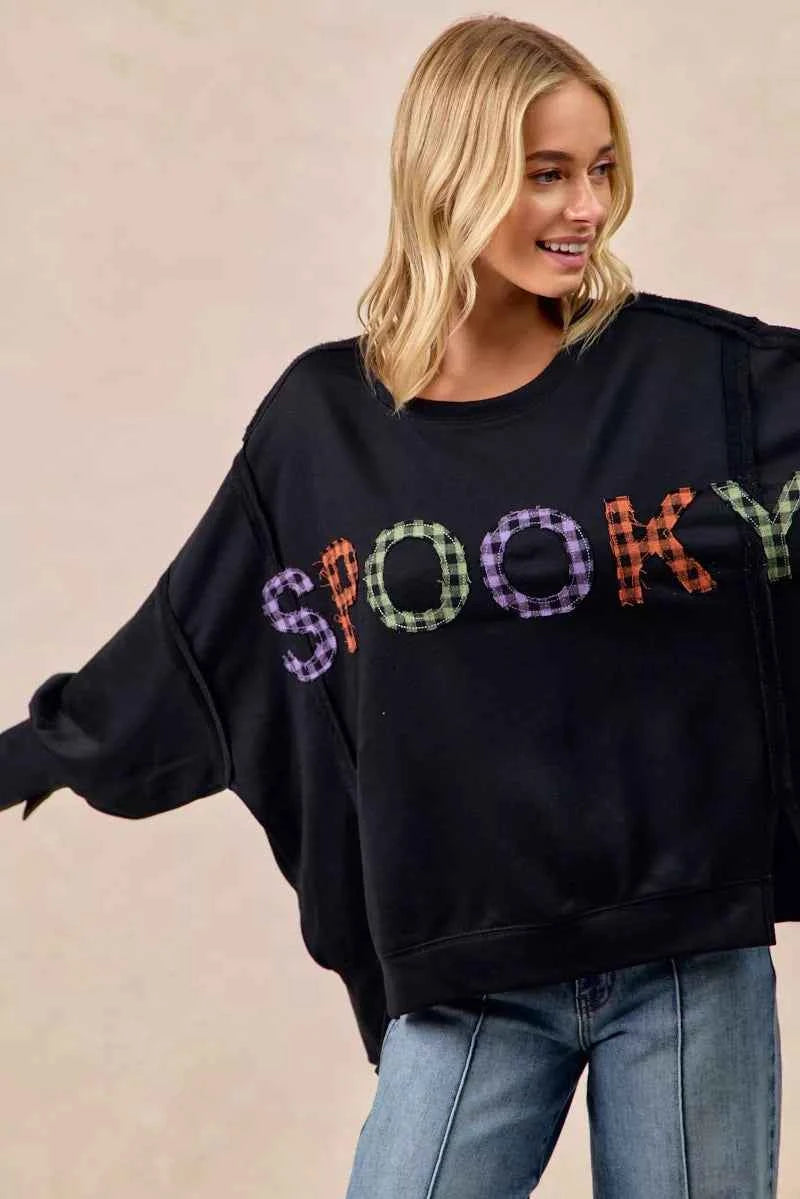 BiBi Spook Plaid Letter Print Oversized Sweatshirt dcc4ca4a868e4d14b5e5f3ebfc529557-Max-Origin