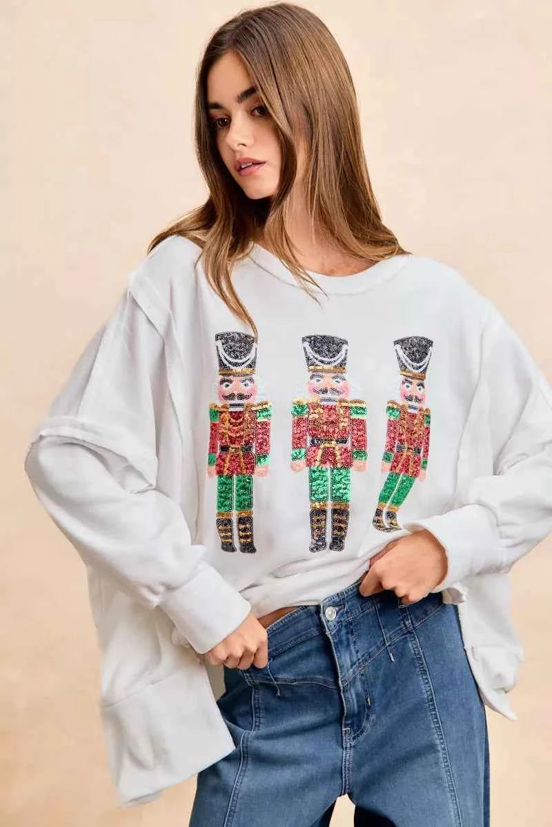 BiBi Christmas Sequin Nutcrackers Embroidery Sweatshirt dcccd5d3351c4e1d96566eedc4954037-Max-Origin