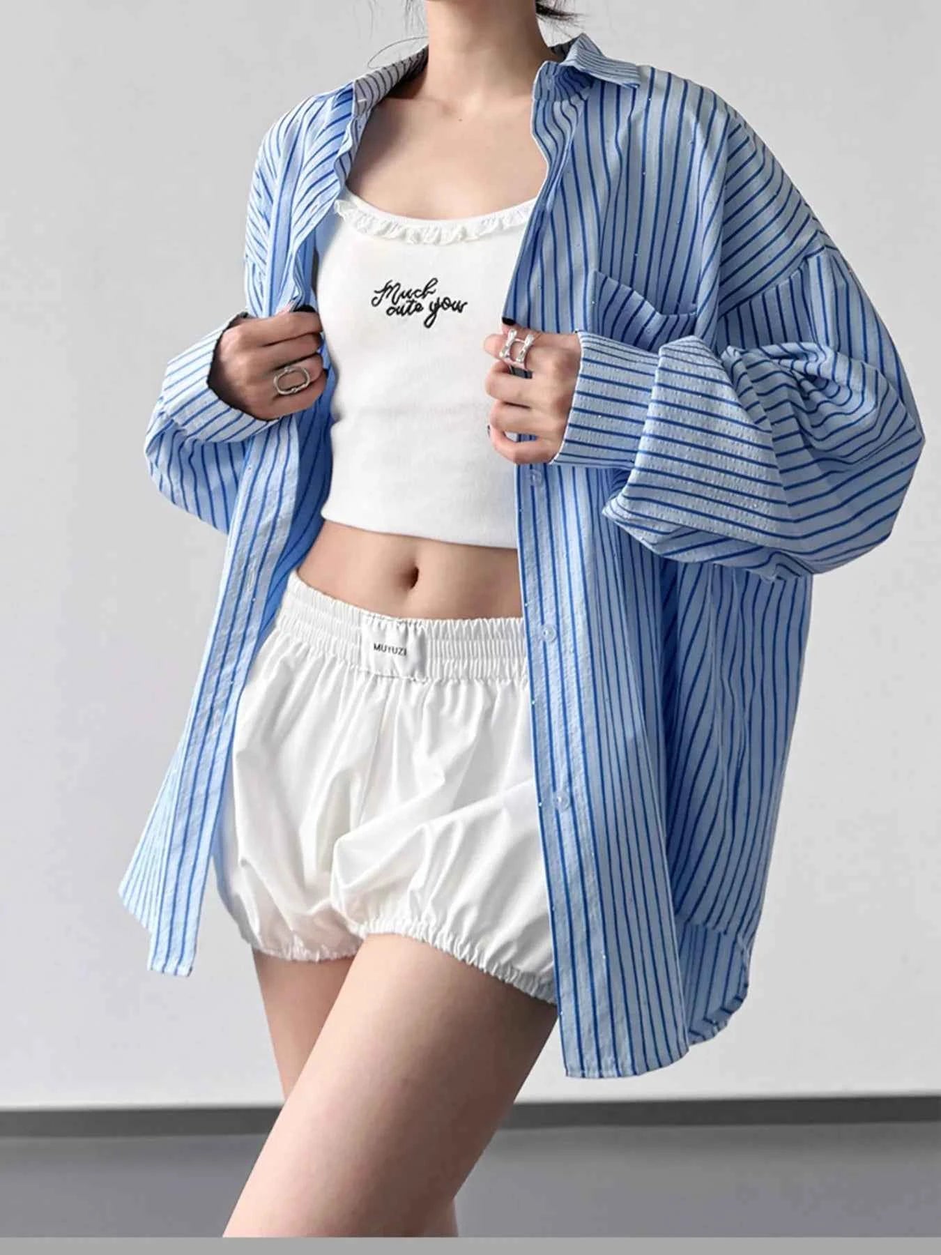 Striped Button Up Long Sleeve Shirt Blue dcd5774d34d84a29922566f6c0584e0f-Max-Origin