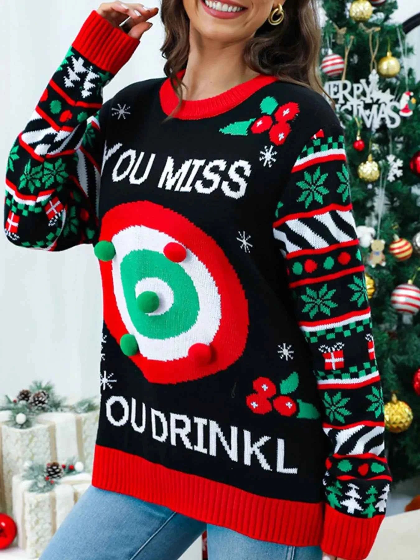 Christmas Ribbed Hem Long Sleeve Sweater dcd5d37e-aa54-4020-896c-dc6917940d78-Max-Origin