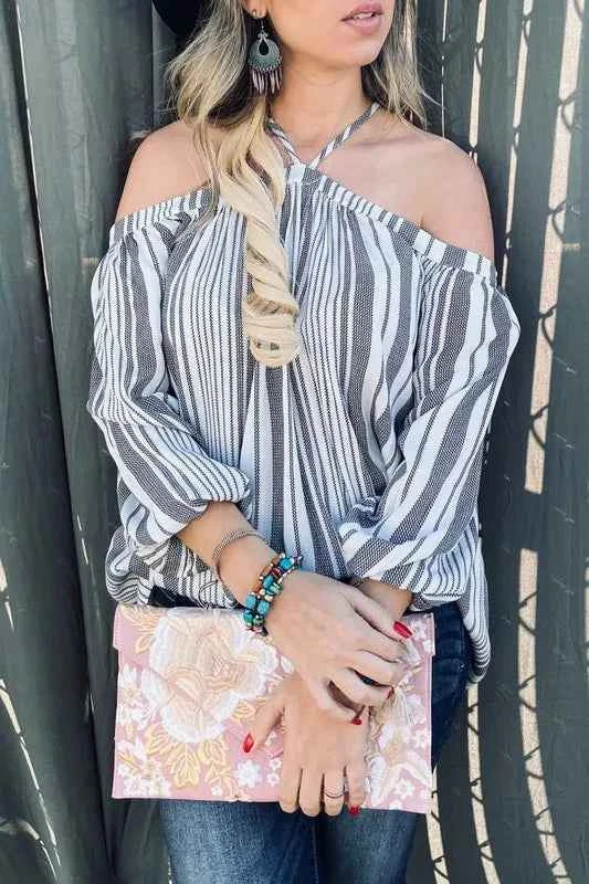 And The Why Stripe Printed Cold Shoulder Halter Neck Top OFF WHITE STRIPE dcdf1ca52b2b412d8780ca81790d8b87-Max-Origin