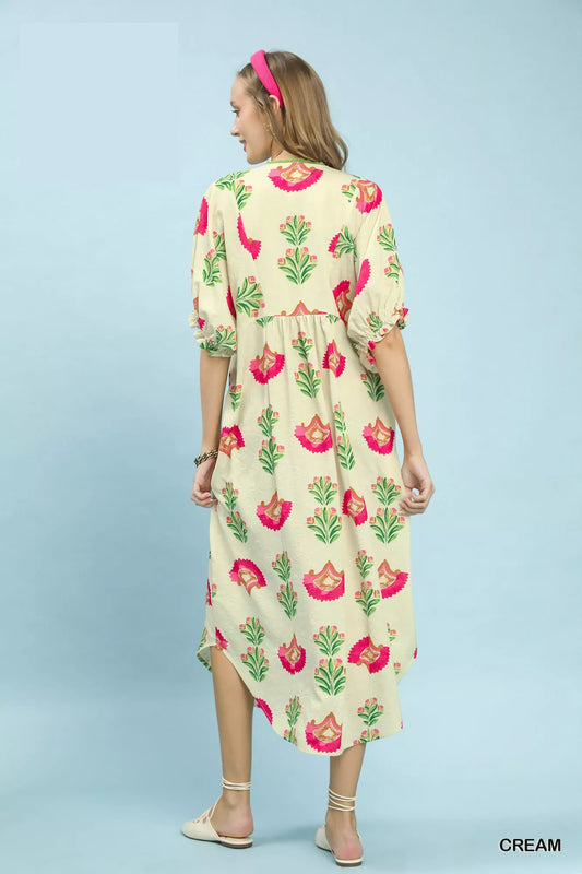 Abstract Print V-Neck Midi Dress dcdf9ca7-7ecd-4709-a40f-abbd2c03f8b8-Max-Origin