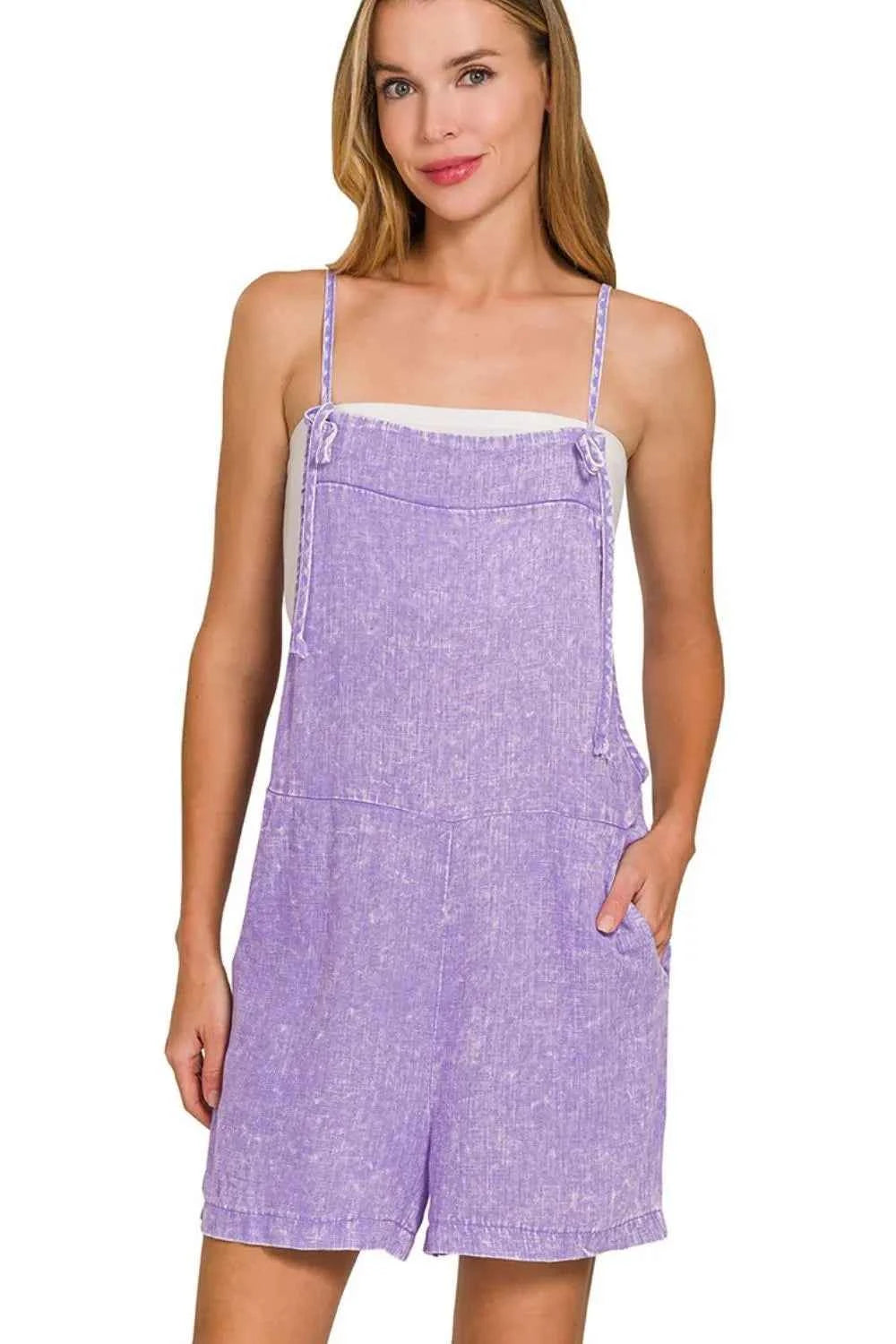 Zenana Washed Linen Knot Strap Rompers dce6bd9b-b819-4485-b5b2-4fe6652893bf-Max-Origin