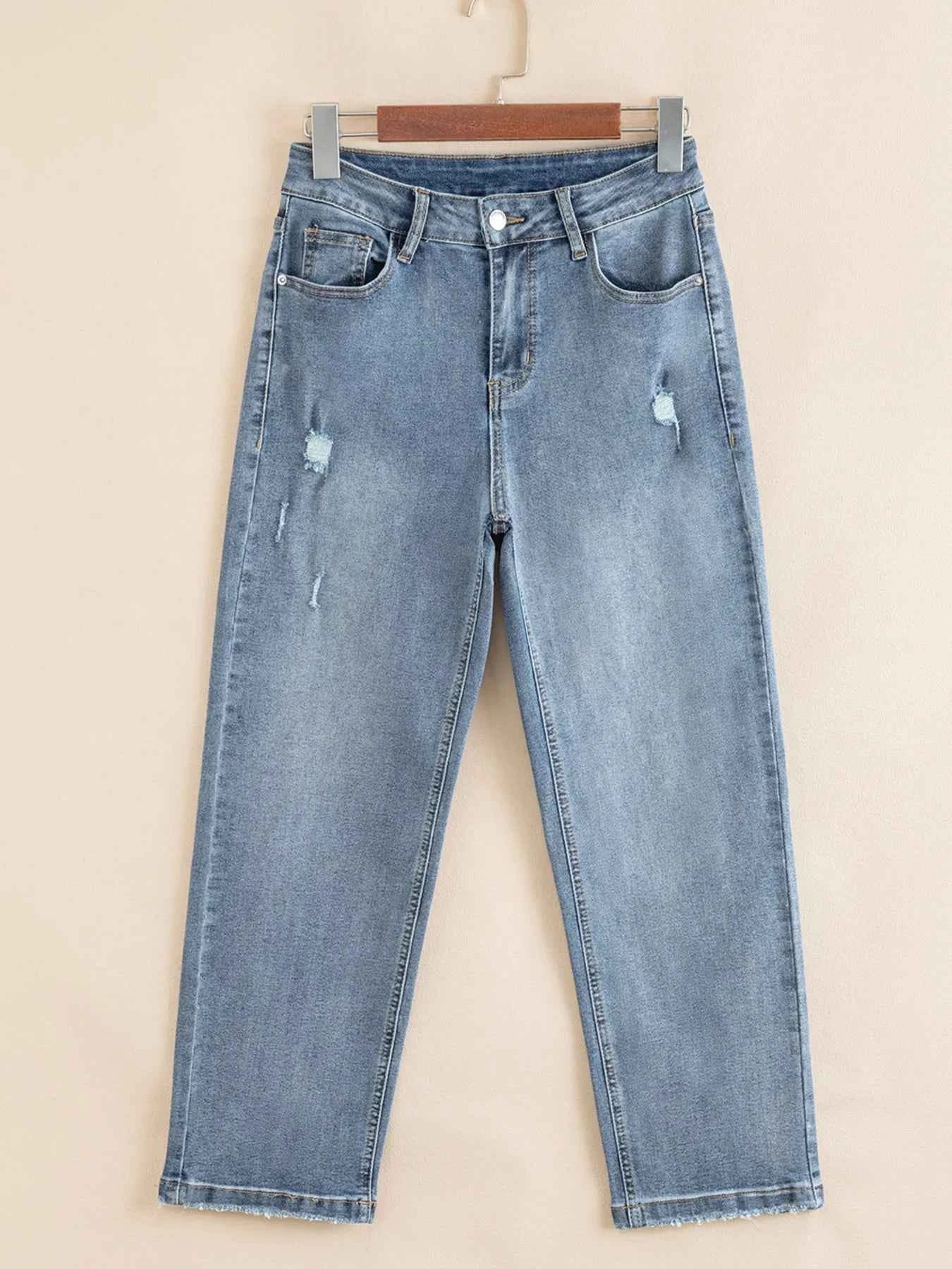 Distressed Ankle-length Straight Jeans dce8a24d852d44589ef60ae5dbdbb0c6-Max-Origin