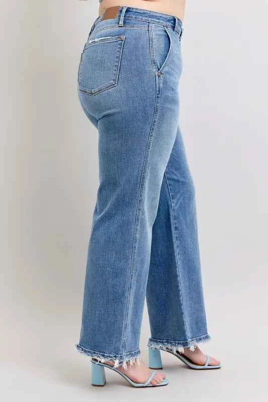 Judy Blue Full Size Raw Hem Wide Leg Jeans Plus Size dd121340-e393-4168-bc6b-add2bcb8b12d-Max-Origin