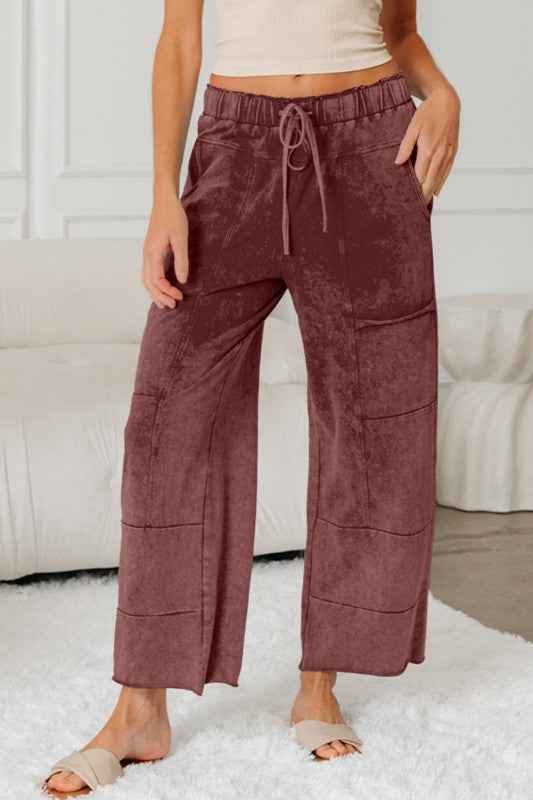 Mineral Wash High Waist Raw Hem Pants dd18d112-fdc6-4264-a636-e76c854ac27d