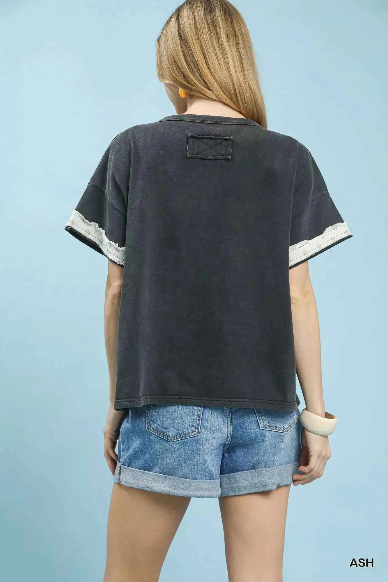 Umgee French Terry Top with Flower Patch dd1cc32d-2b13-4153-a4df-0f04b42b475c-Max-Origin