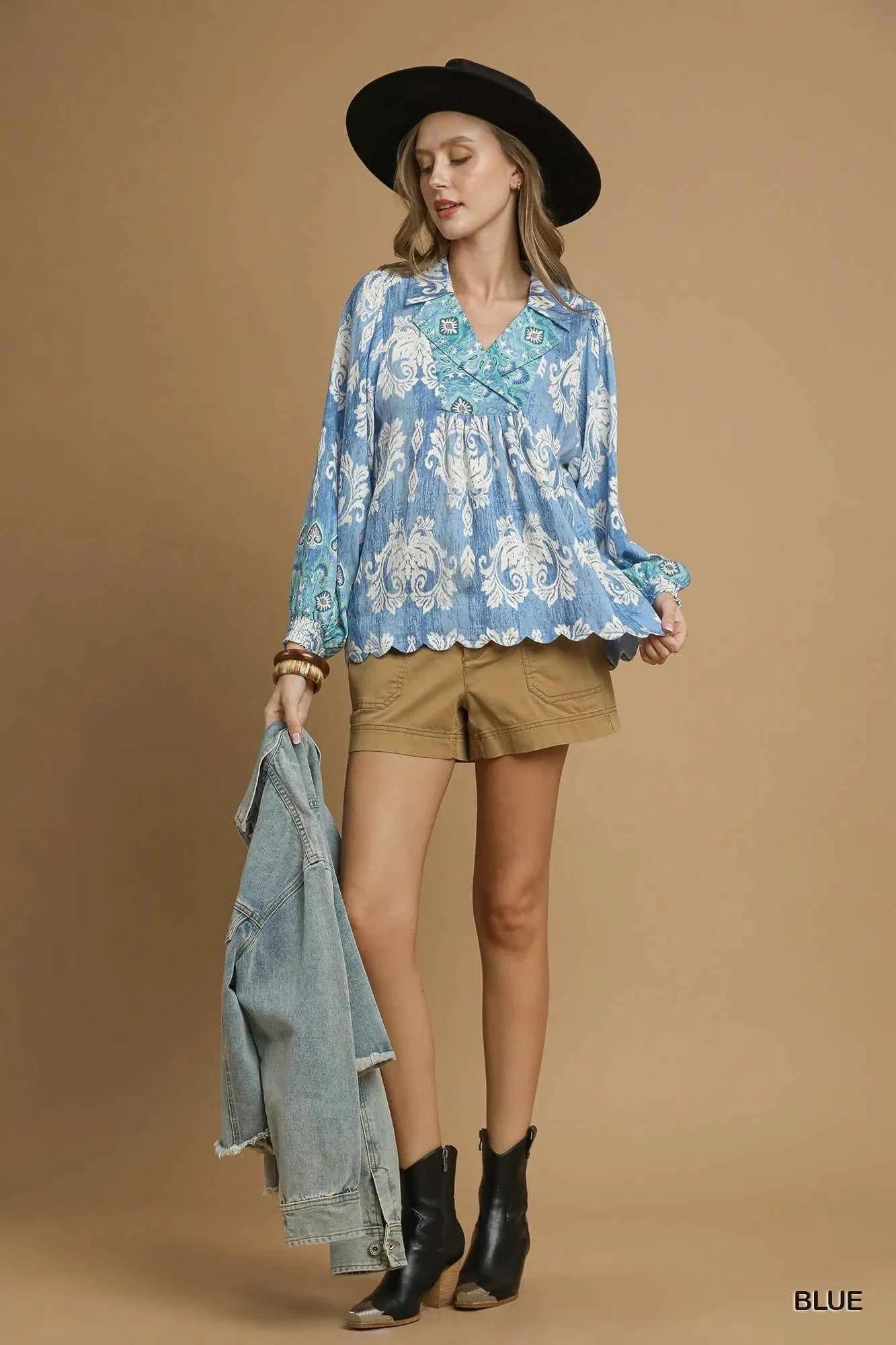 Umgee Printed Long Sleeve Blouse dd1d1b23-42f5-47c4-988f-d44ccd93ae1f-Max-Origin