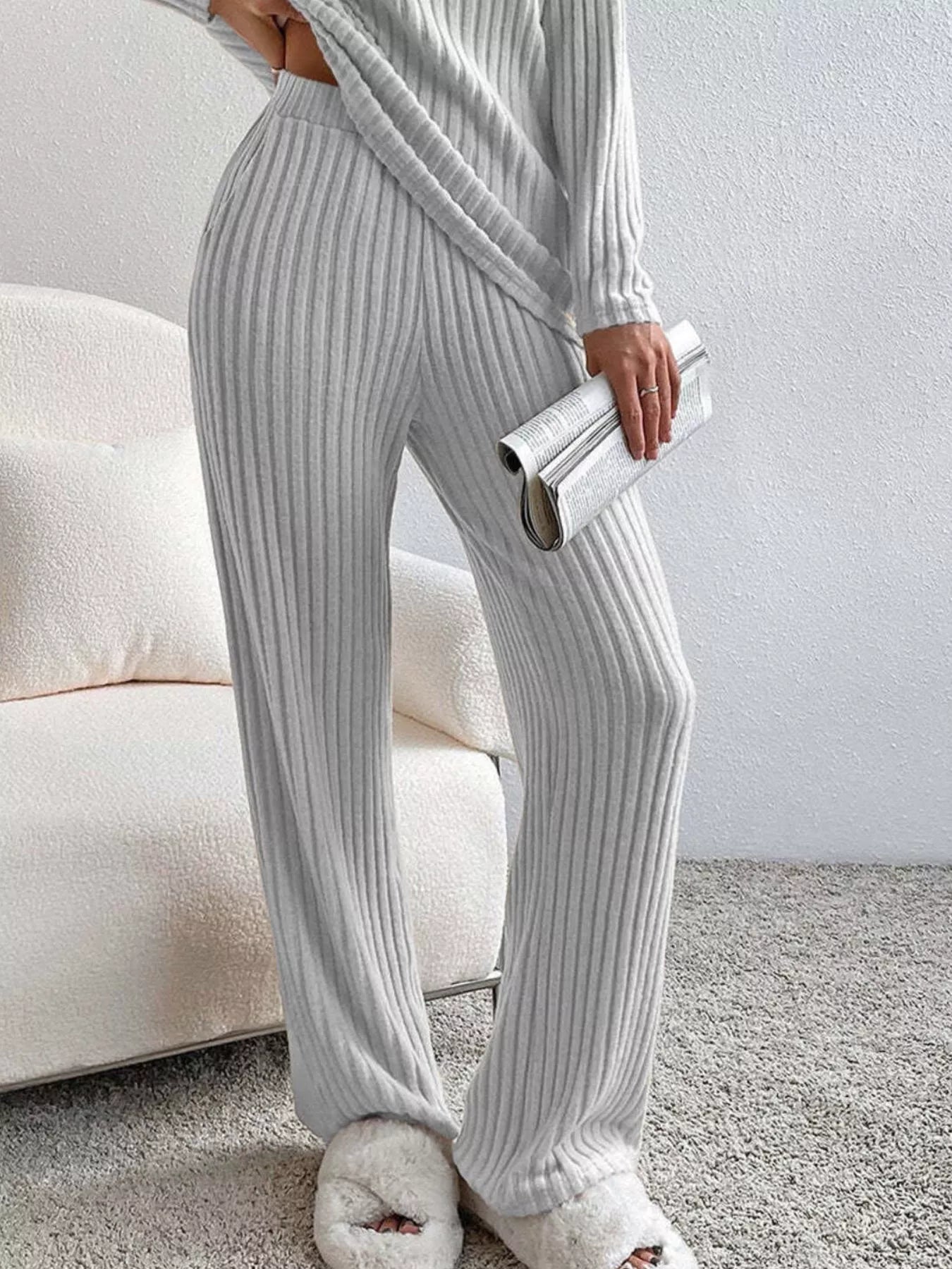 Ribbed V-Neck Top and Pants Set dd285d85-7688-4c65-af46-e5dc1e71c9c1-Max-Origin