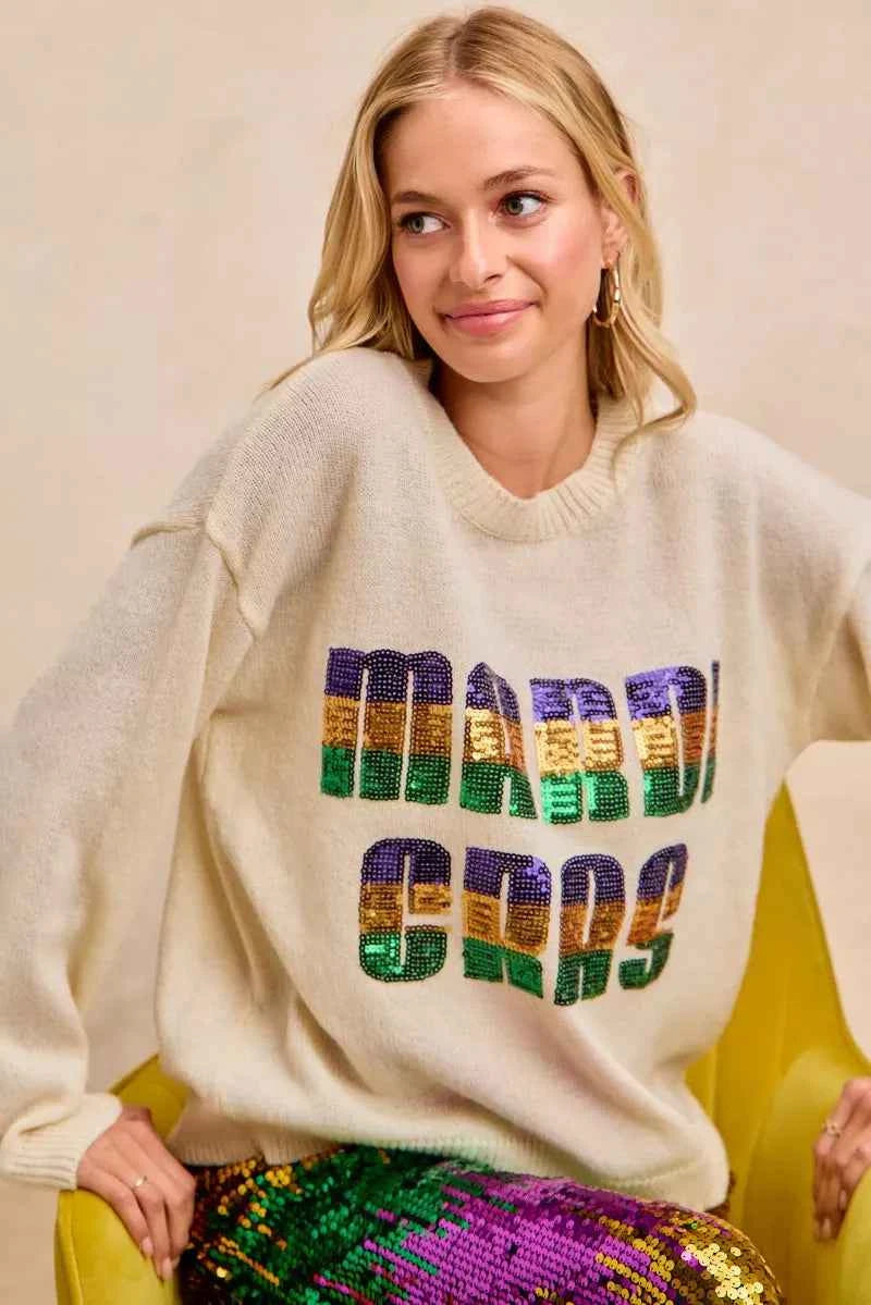 BiBi Mardi Gras Sequin Lattering Knit Top dd290c1967874f43b5d1202d47681452-Max-Origin